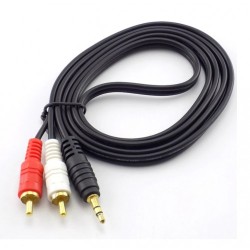 AUX 3.5mm Plug to 2 RCA Male Music Stereo Adapter Cable 1.5 Meter for Phones TV Sound Speakers (6ea/Pack)
