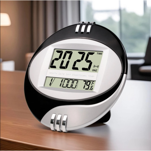 Large Digital 10" Automatic Calendar Table Office Make Music Desktop Decorative Wall Clock - NO DC