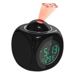 LED Alarm Clock with Time Projection and Voice Time-Telling Function Black DAC018 - Sale