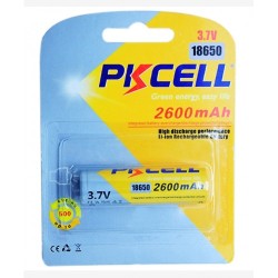 PKCELL Lithum-Ion Rechargeable Battery High Cap 3.7V 18650 2600mAh 1ea/Card PKCELL Lithum-Ion Rechargeable Battery High Cap 3.7V 18650 2600mAh 1ea/Card