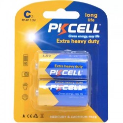PKCELL Carbon Battery C 1.5V R14P 2ea/Card Duration : 280 min. (6card/pack) PKCELL Carbon Battery C 1.5V R14P 2ea/Card Duration : 280 min. (6card/pack)