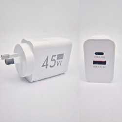 Power Plug GaN PD 45W Port and USB 22.5W port (SSA Certified) Power Plug GaN PD 45W Port and USB 22.5W port (SSA Certified)