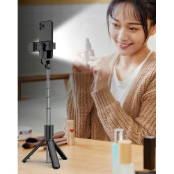 Selfie Stick Tripod with Lighting 360 Degree Rotating Extendable to 74cm Height