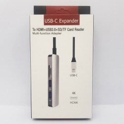 Type C HUB (4K HDMI + 2 USB3.0 + SD/TF Card Reader) 4 in 1 -No DC
