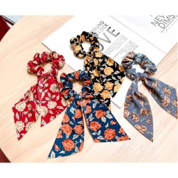 Floral Ribbon Elastic Scrunchies (12card/ 4 color mixed/Pack) Floral Ribbon Elastic Scrunchies (12card/ 4 color mixed/Pack)
