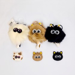 Round Monster With Big Eyes Key Ring 12cm (12 mixed pcs color in OPP bag)