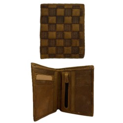 Genuine Leather Brown Square Emb Mans Wallet Genuine Leather Brown Square Emb Mans Wallet