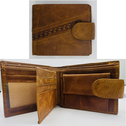 Genuine Leather Brown Mans Wallet With Emd Design Genuine Leather Brown Mans Wallet With Emd Design