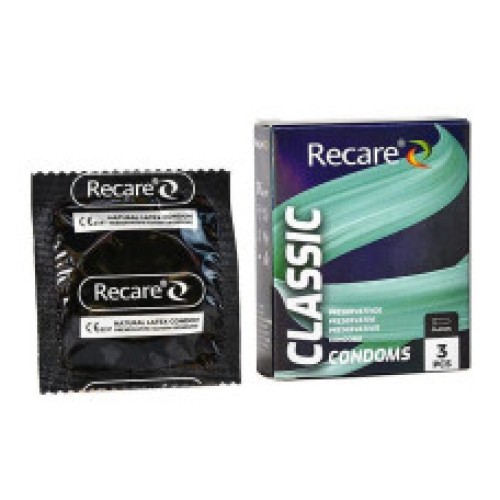 Recare - Natural Latex Condom Classic No Flavor 3 pcspack (12packPack) - NZAU Health Organization Regsitered
