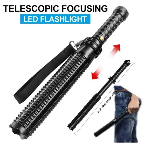 Self-defense Telscophic Baton with Flashlight Rechargeable Max. 45cm