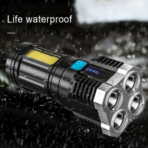 LED Flashlight with Rechargeable Battery 13.9cm Long