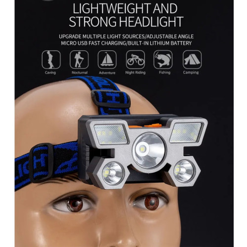 Super Bright 40W Led Torch Headlamp USB Rechargeable two 18650 Battery LHL012