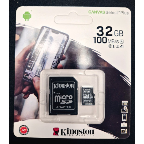 Kingston 32GB Micro SD Card High Speed 100MB/s for Camera Recording - No DC
